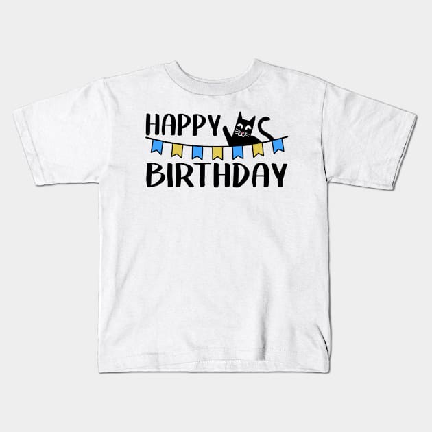 Happy Birthday Cat Dad Owner Sweet Funny Gift Present Kids T-Shirt by Kuehni